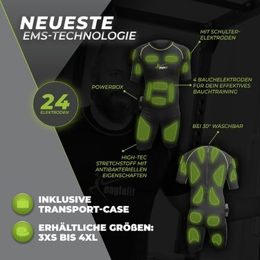 Костюм eaglefit EMS, повна бездротова система (24 електроди, розмір S)