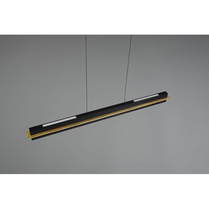Стеля LED-підвіс Trio Leuchten Emerson 346710180, матовий чорний/золотий метал, 22 Вт LED, регульована висота, плавне налаштування кольору світла, 4-позиційний сенсор