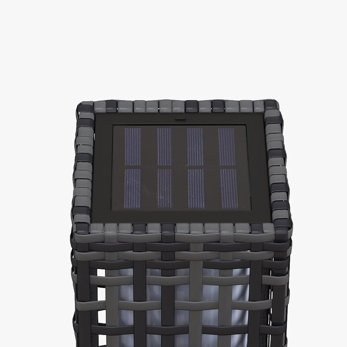 Сонячний ліхтар Outsunny з ротанга та датчиком світла, сірий, 15,5 x 15,5 x 46 см