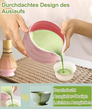 Набір для матча Рожева Гармонія (7 предметів) бамбуковий вінчик (часен) та підставка, чаша для матча з носиком, ситечко, ложка та підставка, японський набір для чаю матча для поціновувачів рожевий з носиком