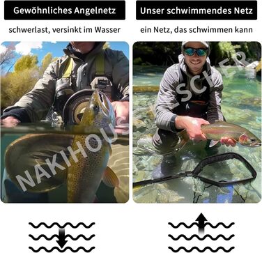 Рибальська сітка, плавуча рибальська сітка, складна рибальська сітка, телескопічний підсак для легкого вилову та випуску риби, рибальська сітка для дітей та дорослих, 100 см