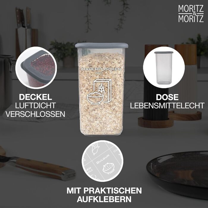 Набір герметичних контейнерів для зберігання Moritz & Moritz з 12 предметів з кришками - безпечні для харчових продуктів - герметичні та штабельовані контейнери для зберігання - набір контейнерів для використання на кухні