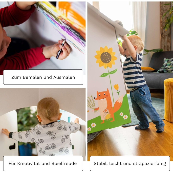 Дитячий комплект сидіння 60 x 60 x 55 см з картону, складаний дитячий стіл зі стільцями, комплект дитячих меблів 1 стіл та 4 дитячі стільці - Дитячий комплект сидіння &quotВеселка&quot