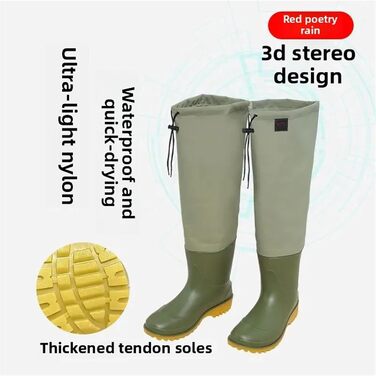 Високі гумові чоботи, потовщені гумові чоботи з високою трубою, водонепроникні, нековзні, для верхової їзди, дощовики, зносостійкі, одяг для риболовлі, спортивні, водонепроникні сірі, EU 38