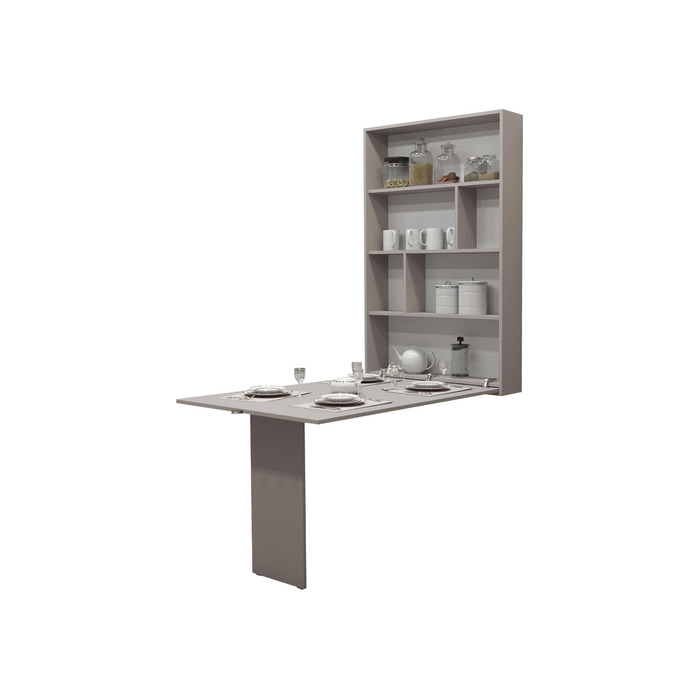 Настінний стіл Mirjan24 Albi, настінний розкладний стіл з 2 полицями, V-подібний стіл, обідній стіл, ідеально підходить для їдальні, кухні, розкладний стіл, барний стіл (Кашемір)