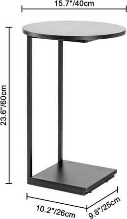 Приставний столик HDANI C, тумбочка під диван, що розсувається, приставний столик у вітальню чорного кольору 40*40*60 см