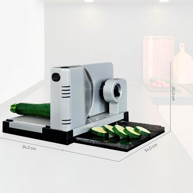 Електричний нарізувач їжі з ЕКО мотором, виробництво Німеччина, Silver Metallic Single, 7