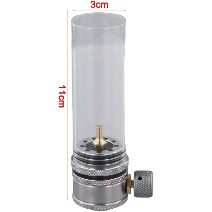 Головка газового ліхтаря для кемпінгу з регульованою яскравістю, з алюмінієвого сплаву та скла, для балонів з ізобутаном сіра (10 x 3 x 3 см)