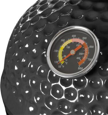 Вугільний гриль Haiiro Ø 32 см з термометром, дерев'яна ручка сірий Керамічний гриль Kamado, міні-гриль на вугіллі, міні-гриль кам