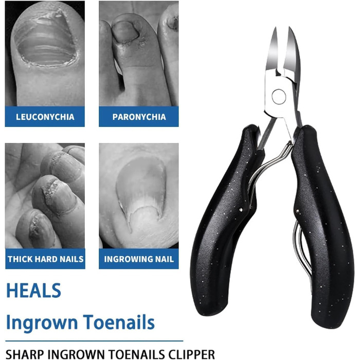 Професійний набір кусачок для нігтів, супергострі кусачки для нігтів для товстих і врослих твердих нігтів. Кусачки для педикюру з нержавіючої сталі, кусачки для нігтів. Пилка для нігтів і м'яка ручка Набір ножиць для нігтів Сумка