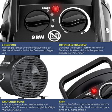 Електричний обігрівач Masko тепловентилятор будівельний обігрівач керамічний обігрівач електричний обігрівач з термостатом електри