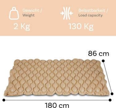 Протипролежневий матрац Pulox ADM-130 - Накладка зі змінним тиском з насосом - Низький рівень шуму (20 дБ) та вантажопідйомність до 130 кг - Бежевий
