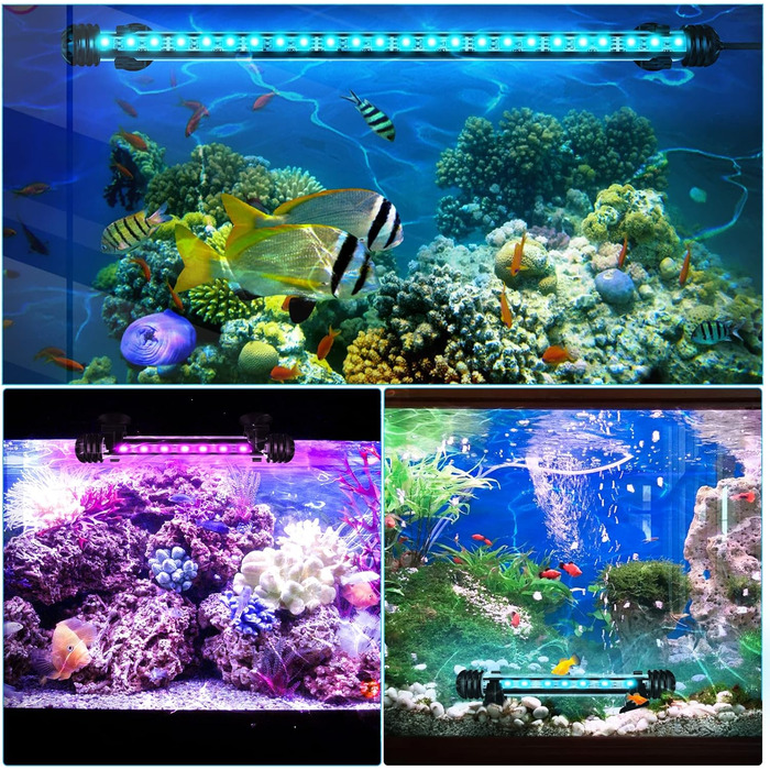 Світлодіодне освітлення для акваріума Yakimz, 6,2 Вт, RGB, водонепроникне, IP67, універсальна акваріумна лампа, для акваріума з рибою, акваріума з рослинами, штекер ЄС