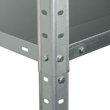 Стелаж для зберігання Metalkas BR1-ECO з 5 полицями, 185x100x40 см, полиці з регульованою висотою, до 350 кг, надміцний стелаж, стелаж для підвалу, стелаж для майстерні, оцинкований, виготовлений з металу, сріблястий