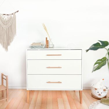 Пеленальний столик ATB ILA - 101 x 85 x 75 см - Повний комплект для дитячої кімнати - Функціональні меблі - Зручний пеленальний столик для немовлят з шухлядами (білий)