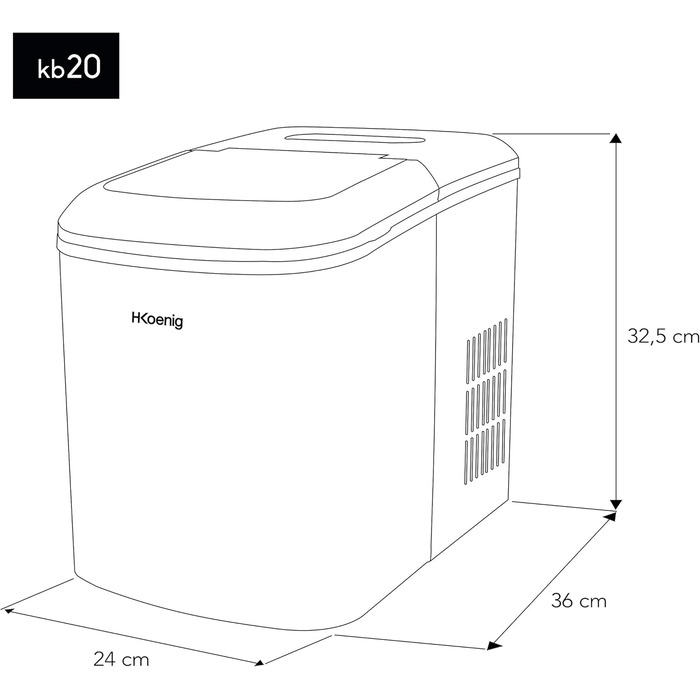 Кубики льоду KB20, 12 кг кубиків льоду на день, час виготовлення 6-8 хв -2 розміри кубиків льоду-індикатор рівня води, 120 Вт срібло, нержавіюча сталь, 12 кг, 2,1 л., 20