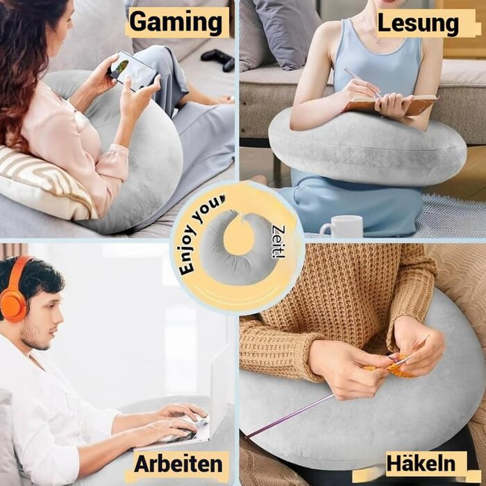 Ергономічна подушка ASIAD Crealis ваш союзник комфорту для творчих моментів, в&39язана гачком подушка-підтримка, ергономічна ігрова подушка для рук, легка, портативна, знімає напругу, сіра