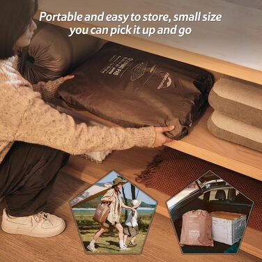 Надувний матрац Naturehike для 3 осіб, що самонадувається, з насосом на батарейках - надувне ліжко для гостей 200x180x45 см для кемпінгу та дому, легкий, зручний та швидко надувається, коричневий/3 особи/45 см