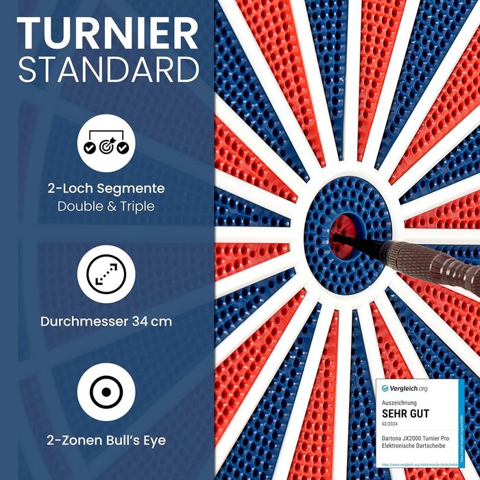 Електронна мішень для дартсу Dartona JX2000 Tournament Pro - Електронна мішень для дартсу Турнірна дошка з 41 грою та понад 200 варіаціями Дуже хороший рейтинг на Vergleich.org