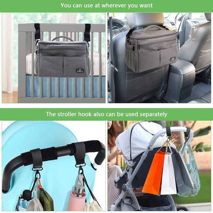 Організатор для коляски PHILORN з ізольованим підсклянником, плечовим ременем великої місткості, універсальна сумка для дитячої ко