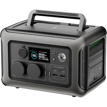 Портативна електростанція ALLPOWERS, резервне живлення від LiFePO4 акумулятора ємністю 299 Втгод з 2 виходами змінного струму по 600 Вт (пік 1200 Вт), сонячний генератор для подорожей, кемпінгу, саду, вечірок Ap-r600