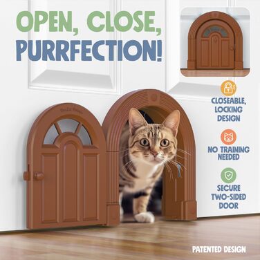 Міжкімнатні дверцята для котів - Meow Manor Extra Large Pet Door, 26 x 28 см, Без клапана, Дверцята для котів вагою до 13,6 кг, Просте самостійне складання, Безпечне встановлення за лічені хвилини, Без навчання