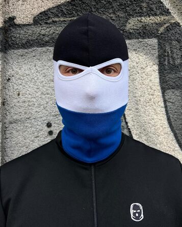 Балаклава PGWEAR у чорну, білу та синю смужки Маска унісекс, один розмір Ультрас, Хулігани, Лижі, Мотоцикли