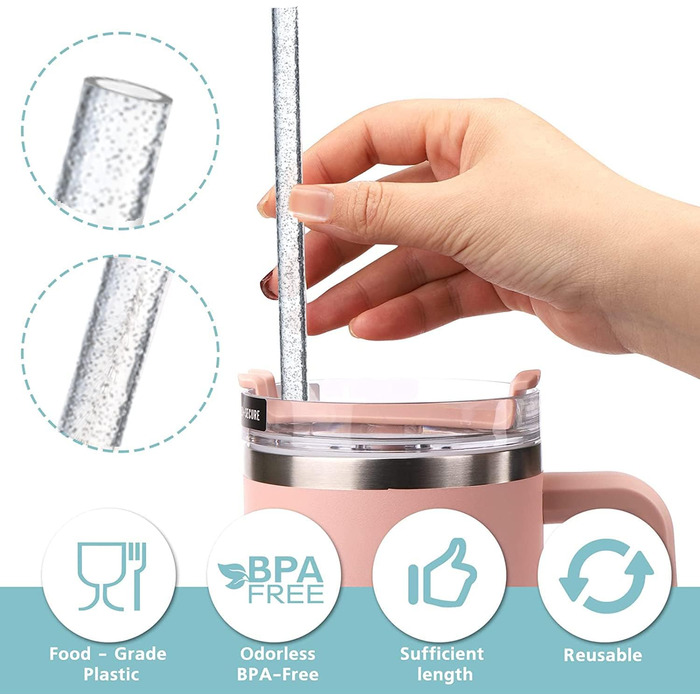 Соломинки-тумблери ALINK 6 для кружок Stanley Adventure Travel вагою 40 унцій, багаторазові соломинки Stanley наддовгих 31 см, 6 у