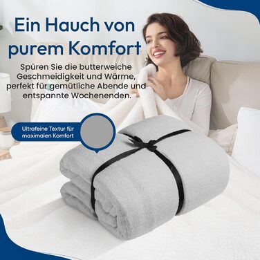 Ковдра, покривало, плед Feluna XXL з мікрофібри та флісу з ефектом кашеміру, 220 x 200 см - сіра