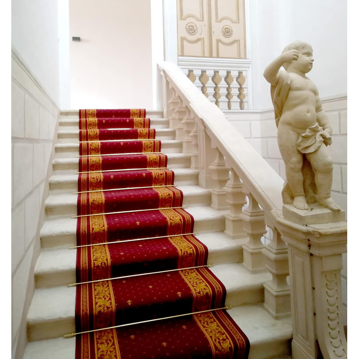 Алюмінієвий стрижень для кріплення килимів та доріжок до сходових сходинок з люверсами (100 см, золотий (комплект 1 стрижень 2 кільця)) 100 см золотий, комплект 1 стрижень 2 кільця