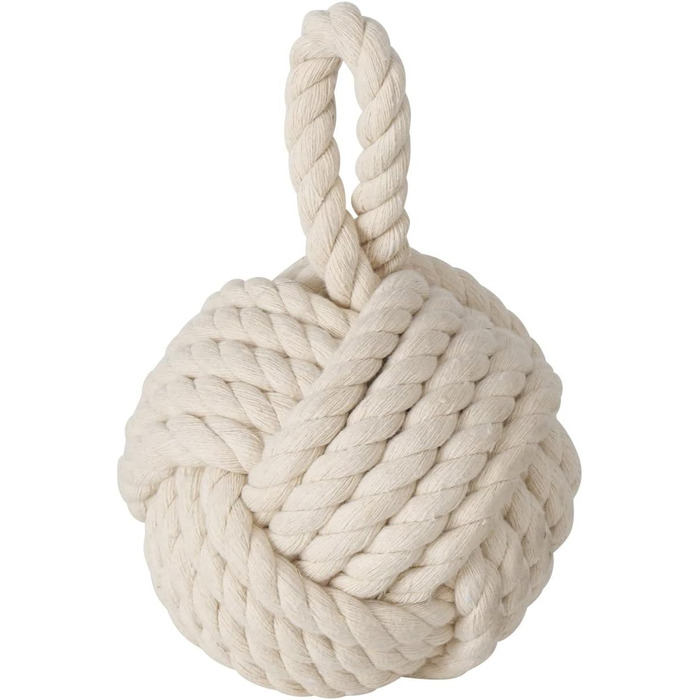 Набір дверних обмежувачів Boltze джутовий вузол натуральна мотузка куля тканина підлога 1,5 кг вага з практичною петлею (кремовий)