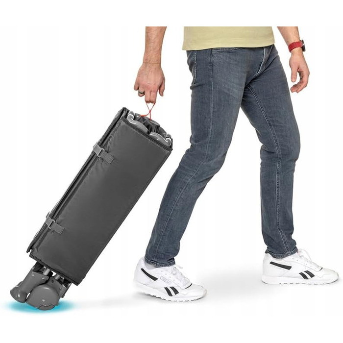 Складане та компактне дитяче ліжечко Grotta - дорожнє ліжко та манеж від народження до 15 кг, з колесами, матрацом та сумкою для перенесення, бічний вхід на блискавці, повітропроникні сітчасті боки