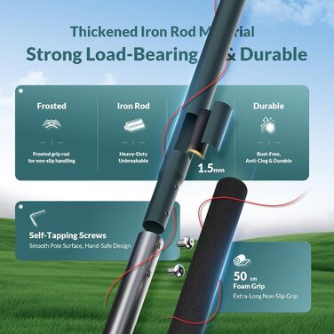 Гребінь для вирівнювання газону 75x25 см міцний вирівнювач з повністю закритою верхньою частиною, стійкий до перекидання, з товстою ручкою, м'яким пінопластовим захватом та матовою сталлю 304.