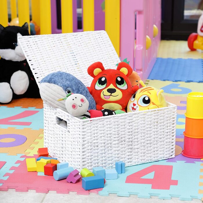 Кошик для зберігання Arpan з кришкою, виготовлений з паперу та мотузки, білий, розмір XL