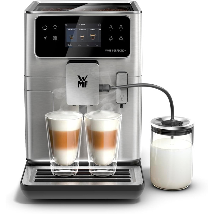 Повністю автоматична кавоварка WMF Perfection 680 з молочною системою, 21 напій, подвійний термоблок, кавомолка з нержавіючої сталі, профіль користувача, контейнер для молока 0,6 л, Wi-Fi
