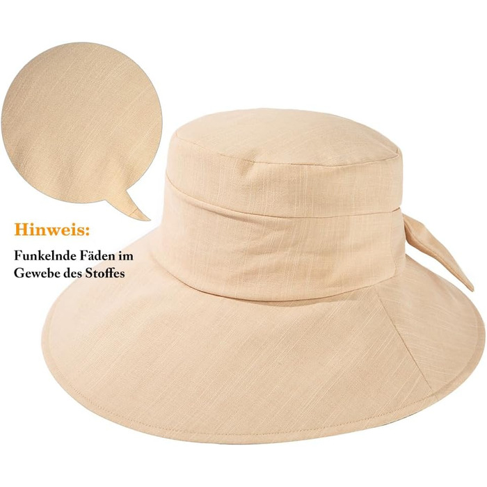 Жіночий капелюх Comhats з широкими полями, захист від сонця UPF 50, складний, літній пляжний капелюх, бавовна/льон 69045Хакі L