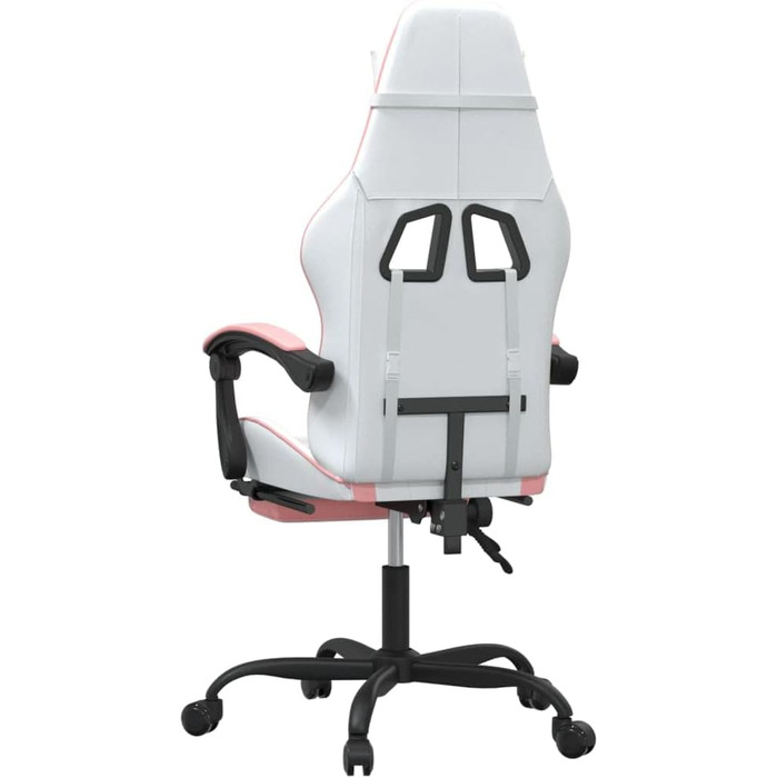 Геймерське крісло, офісне крісло, з підставкою для ніг, білий та рожевий, штучна шкіра