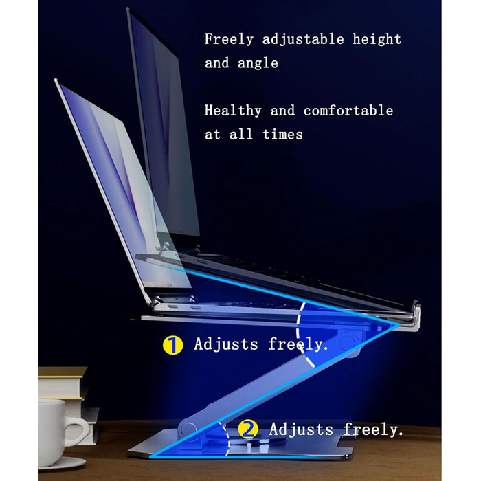 Підставка для ноутбука, металева, складана, портативна, з регульованим кутом нахилу та вентиляційними отворами, сумісна з ноутбуками до 17 дюймів