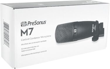 Конденсаторний кардіоїдний мікрофон PreSonus M7 для запису, подкастингу та мовлення (зі стійкою, XLR-кабелем та сумкою для транспортування)