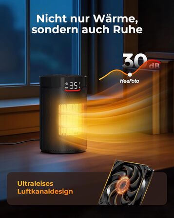 Енергозберігаючий вентилятор-обігрівач ПЕРЕМОЖЕЦЬ ТЕСТУ, невеликий ECO вентилятор-обігрівач потужністю 1500 Вт, тихий вентилятор-обігрівач з 24-годинним таймером, захистом від перекидання та перегріву