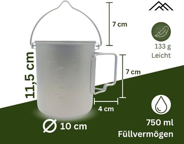 Титановий горщик Campura 750 мл, надлегкий (146 г)