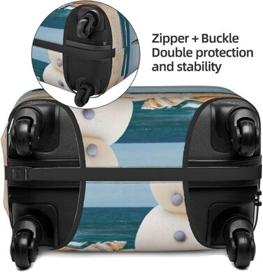 Чохол для валізи Сніговик на пляжі, захисний, міцний, для валіз розміром 45.7-81.3 см, чорний, малий