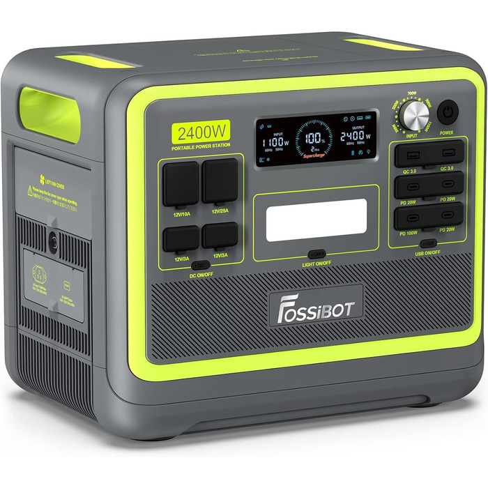 Портативна електростанція F2400, сонячний генератор 2048Wh LiFePO4 акумулятор з резервним живленням 2400W 3 шт. змінного струму (4