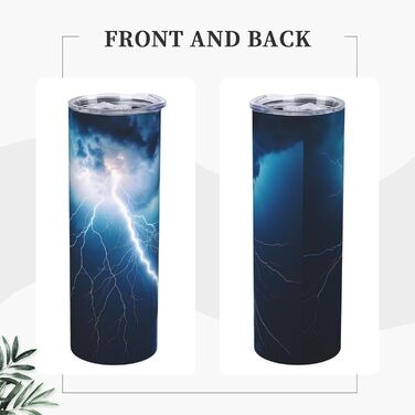 Кружка з прямою трубочкою, 590 мл, з принтом блискавок, підходить для кемпінгу, офісу та дому.