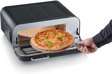 Цифрова піч для піци SEVERIN SERICO, електронна піч для піци з цифровим дисплеєм і безпечним сенсорним корпусом, діапазон температур 40 400C, 20 автоматичних програм, для внутрішнього та зовнішнього використання, чорна, PG 8575
