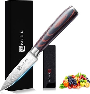 Ніж для чищення фруктів PAUDIN 9 см, гострий ніж для фруктів Ніж для чищення Кухонний ніж Ергономічна ручка Німецька нержавіюча ст