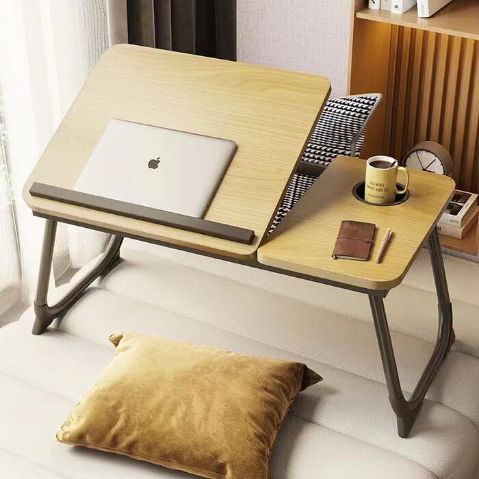 Стіл для ноутбука CloudTrip для ліжка або дивана, робоче місце в ліжку, домашній офіс, піднос для сніданку, стіл з підставкою для напоїв, перегляд фільмів у ліжку, підставка для ноутбука для ліжка, горіх