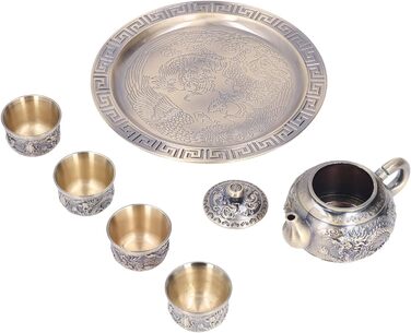 Турецький вінтажний чайний сервіз вишукана металева чайничка з розкішним рельєфним візерунком, мініатюрні чашки та блюдця для декору столу