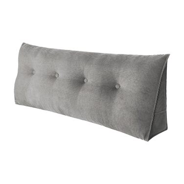 Подушка для читання OHMG XXL, 120/140/160/180/200 см, клиноподібна подушка, сіра, велика трикутна подушка для дивана, поперекова опора, велика подушка, підтримка спини, підголівник, відпочинок, поперекова опора (сіра, 120 см) сіра 120 см