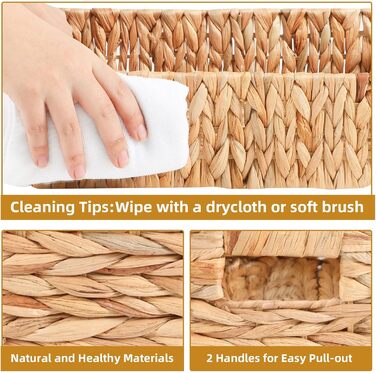 Кошики для зберігання, плетений кошик для зберігання, штабелювані кошики з полицями, кошик для спальні та ванної кімнати, 37x16,5x11см/33x12,5x10см, водяний гіацинт 37x16,5x11см натуральний (водяний гіацинт)